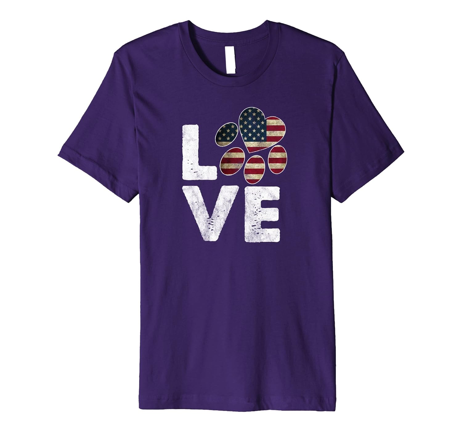 Premium Patriotic American Flag Love Paw Print Dog Owner Tee-ANZ