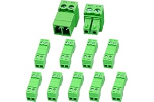 kuosbiu 10 Set 2-Pin 3.81mm Pitch Screw Terminal Block Connector - Green, Phoenix Type - 8A, 300V, 16-28AWG