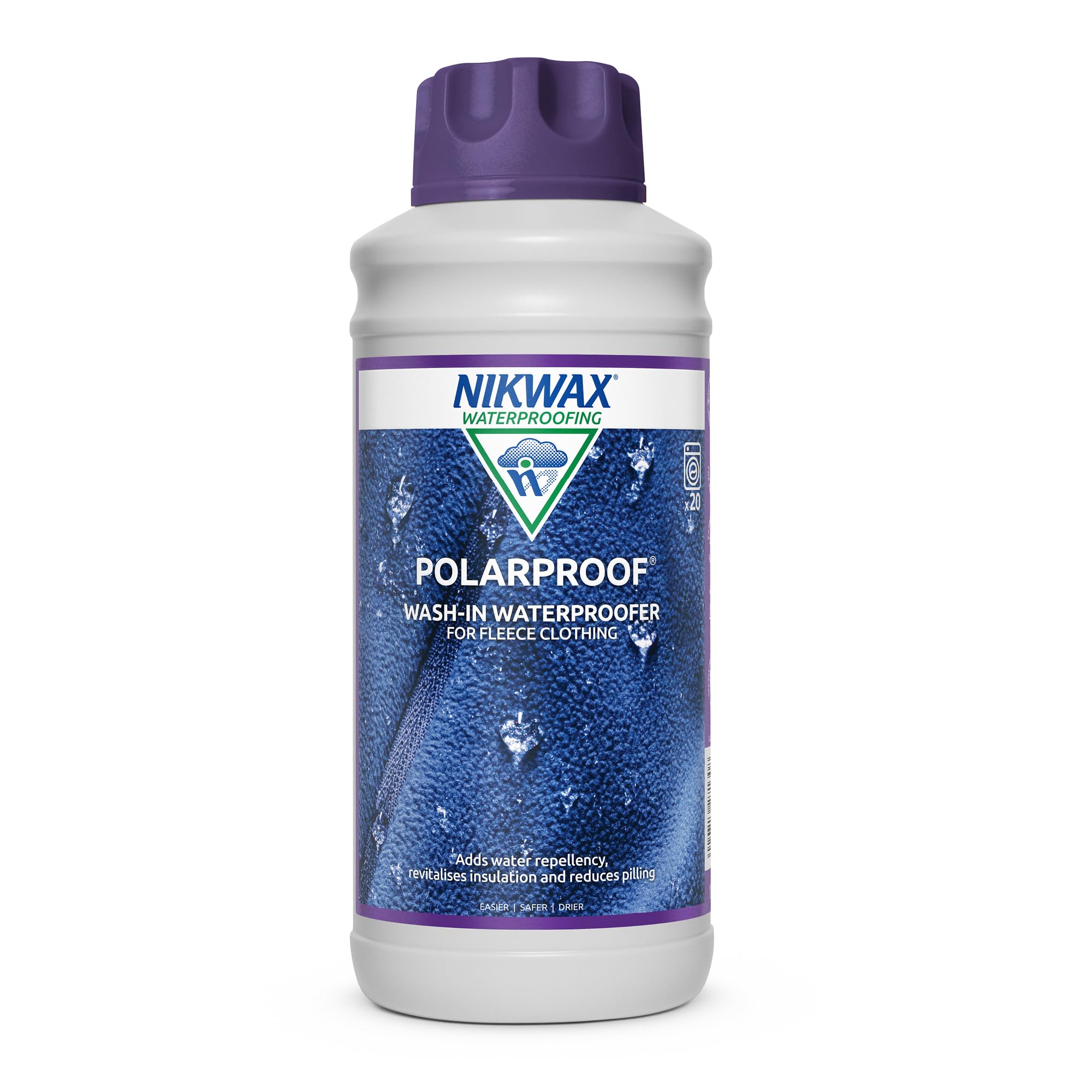 Nikwax POLAR PROOF Wash-in Waterproofing for Fleece, Ski Wear, Wool & Fibre-pile, Ads Water Repellency & Revives Breathability, Recommended for Polartec, 1 Litre