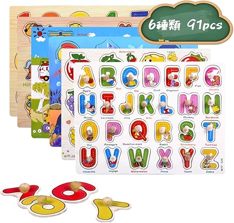 Amazon 6種類シリーズ 型はめパズル モンテッソーリ おもちゃ 脳トレ パズル 幼児 人気 玩具 知育玩具 子供 クリスマスプレゼント 女の子 男の子 誕生日 出産祝い ブロックス 木製パズル おもちゃ