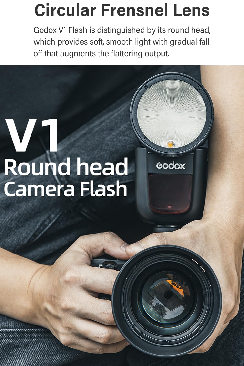 Godox V1-N I-TTL Flash Speedlite, 76Ws 2.4G High-Speed Sync 1/8000s 2600mAh Li-ion Battery Round Head Camera Speedlight with Godox AK-R1 Accessories Kit Compatible for Nikon Cameras