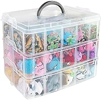 Guyuyii 3-Tier Stackable Bead Organizers and Storage with 30 Adjustable Compartments - Ideal for Kids’ Toys, Crafting, Sewing