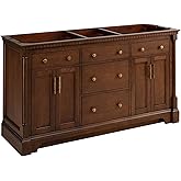 Signature Hardware 484241 Claudia 60" Double Basin Vanity Set with Mahogany Cabinet - Less Vanity Top - Antique Coffee