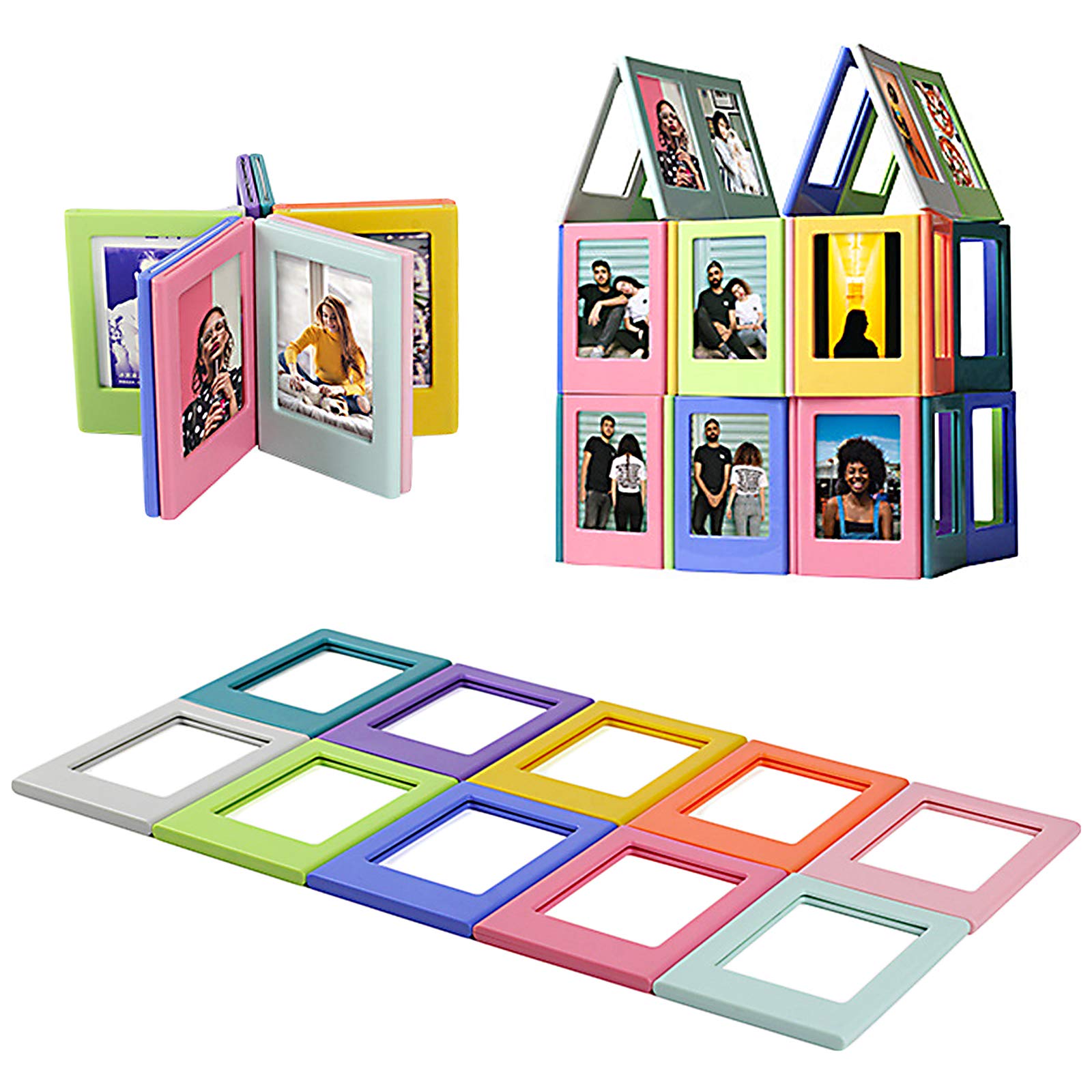 Elinala Magnetic Photo Frames, Mini Photo Frames, 10PCS Colorful Combination Magnetic 3 Inch Editable Creative Mini Polaroid DIY Photo Frame