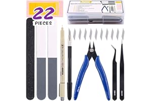 Swpeet 22Pcs Compatible for Gundam Modeler Basic Tools with Duty Plastic Container, Professional Kit Replacement for Gundam M