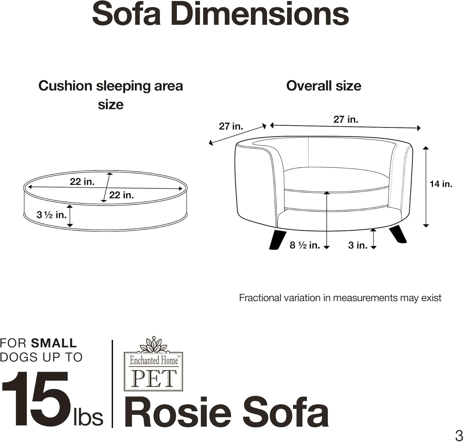 Enchanted Home Pet Rosie Sofa - Grey, Medium (CO3201-18GRY) : Pet Supplies