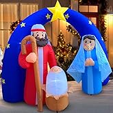 HappyThings! Christmas Inflatables Outdoor Decorations for The Yard Blow Up Nativity Sets Star of Bethlehem Arch w/LED Lights and Blower for The Holidays 5.7x7x3 ft