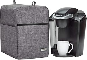 HOMEST Dust Cover Compatible with Keurig Coffee Maker, Single Serve Coffee Makers Cover with Storage Pockets for K Cup, Grey (Patent Pending)