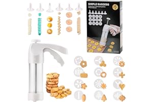 AXWATDEI Cookie Press Gun White - Spritz Cookie Press Kit with 12 Discs & 6 Piping Tips | Perfect for Thanksgiving Christmas,