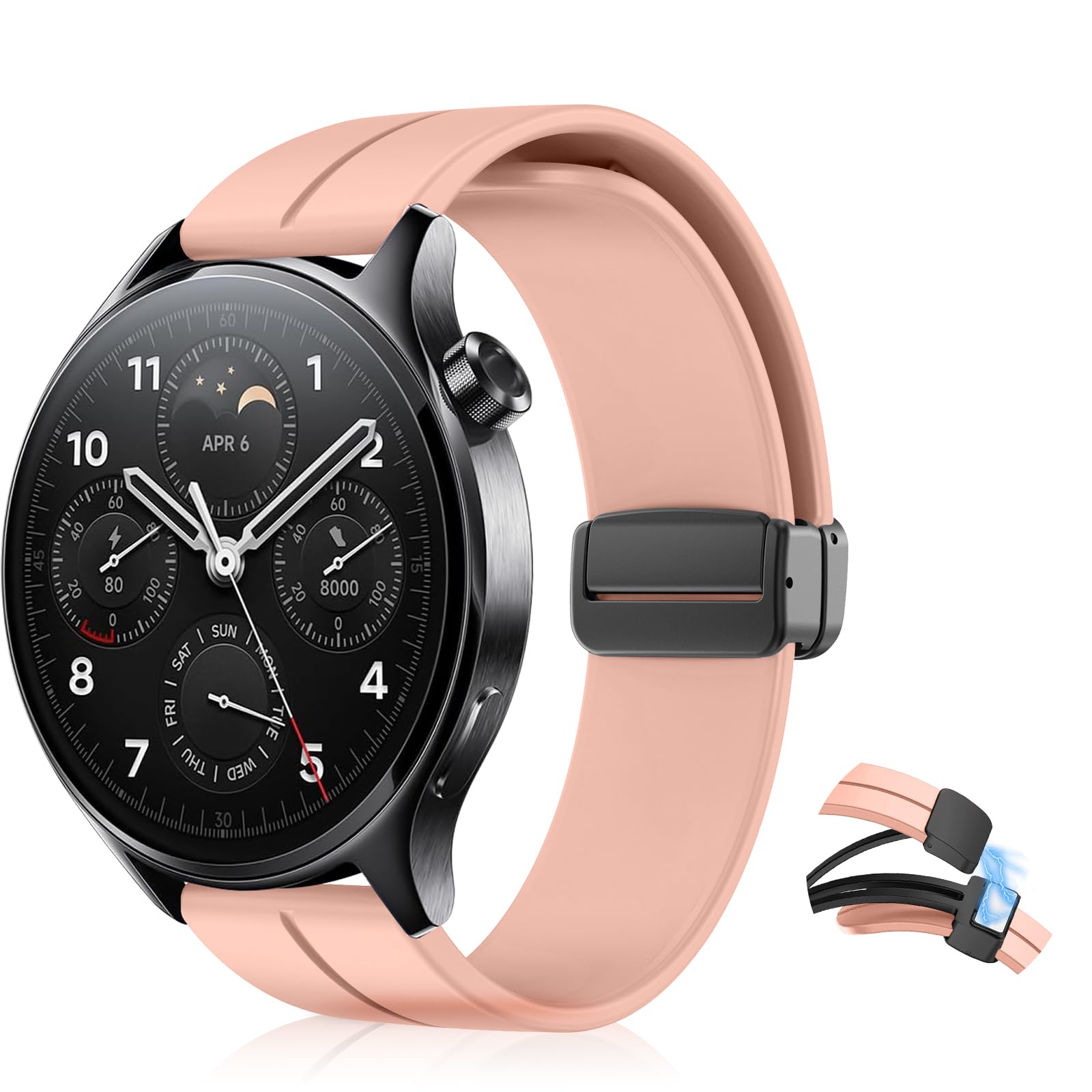 KeHowy 22mm Strap for Xiaomi Watch S4/Redmi Watch 5 Active/Watch 5 Lite/Watch 2/S3/2 Pro/S1 Pro/Mi Watch, Silicone Magnetic Watch Bands for Amazfit Balance/Bip 5/Cheetah Pro/GTR 4/3 Pro - Pink
