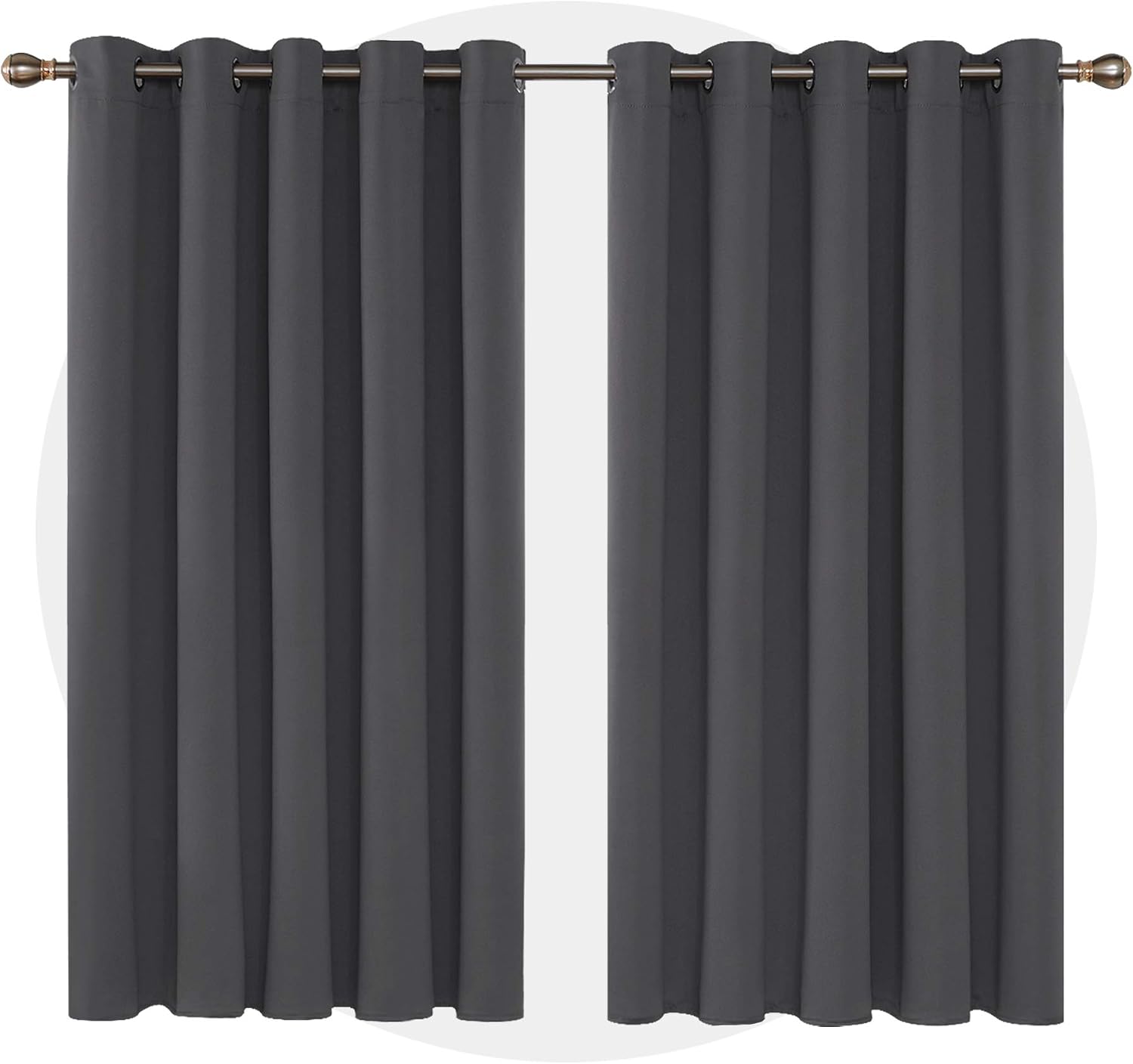 Deconovo Window Decoration Super Soft Thermal Insulated Eyelet Blackout Curtains for Bedroom 66 x 54 Drop Inch Dark Grey 2 Panels
