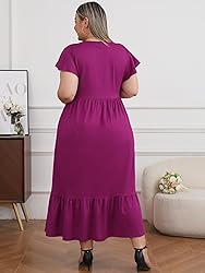 Moon Wood Women's 2025 Plus Size Casual Dress Crew
