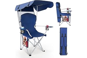 VTOY Portable Camping Chair with Canopy - Folding Chair with Canopy, Durable 600D Oxford Canopy Chair for Camping, Beach, Pic