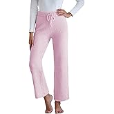 Famulily Womens Fuzzy Long Pants Drawstring Wide Leg Pajamas Bottoms Warm Comfy Sleepwear Pants