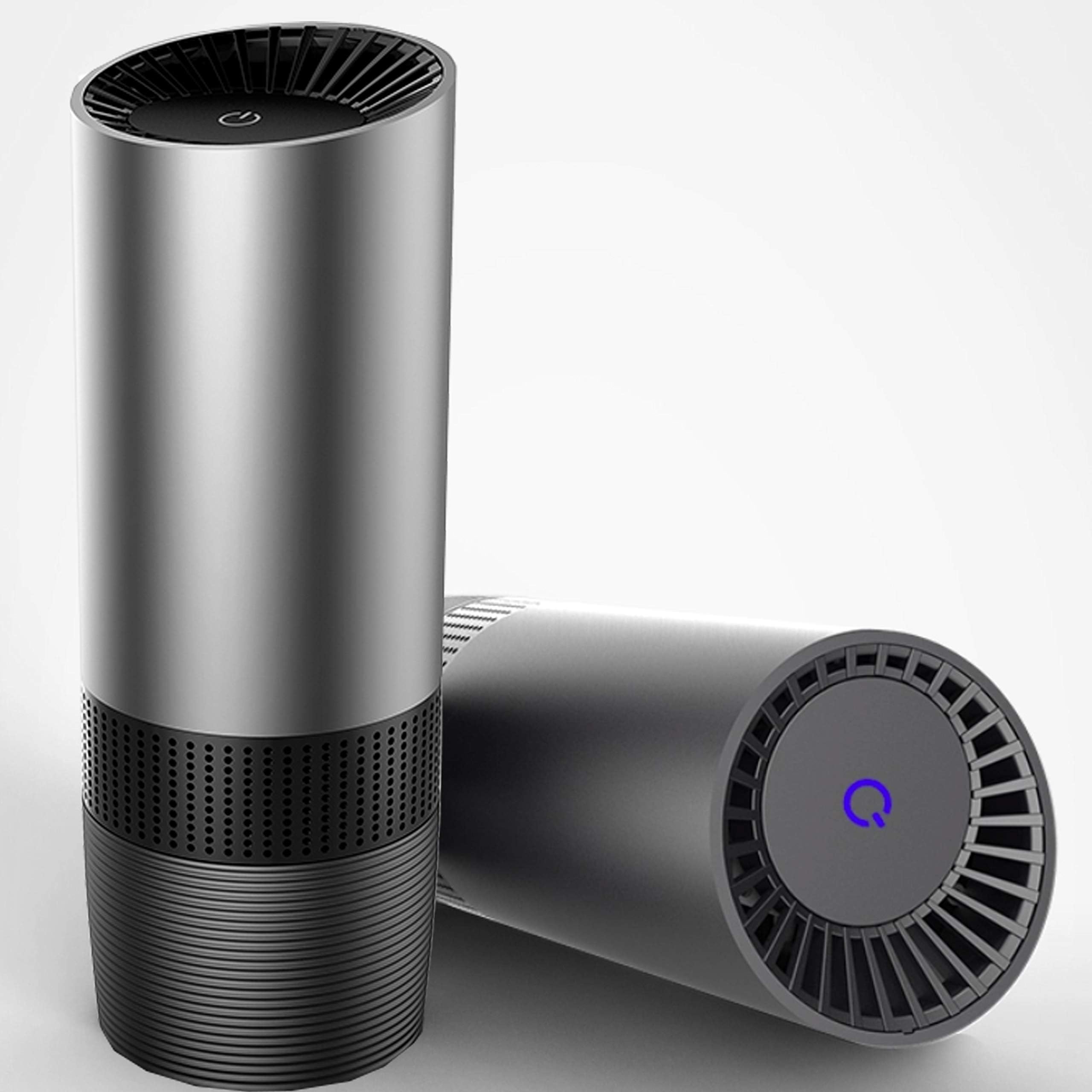 Auslese™ Aluminum Alloy Car Smart Air Purifier With Air Quality Sensor, True HEPA Filter Mini Portable Air Cleaner Odor Allergies Eliminator for Smoke, Dust, Bedroom, Home, Office and Car
