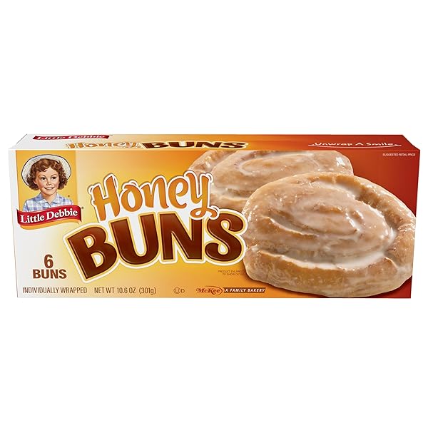 LITTLE DEBBIE HONEY BUNS, 6 INDIVIDUALLY WRAPPED PASTRIES, 10.6 OZ BOX