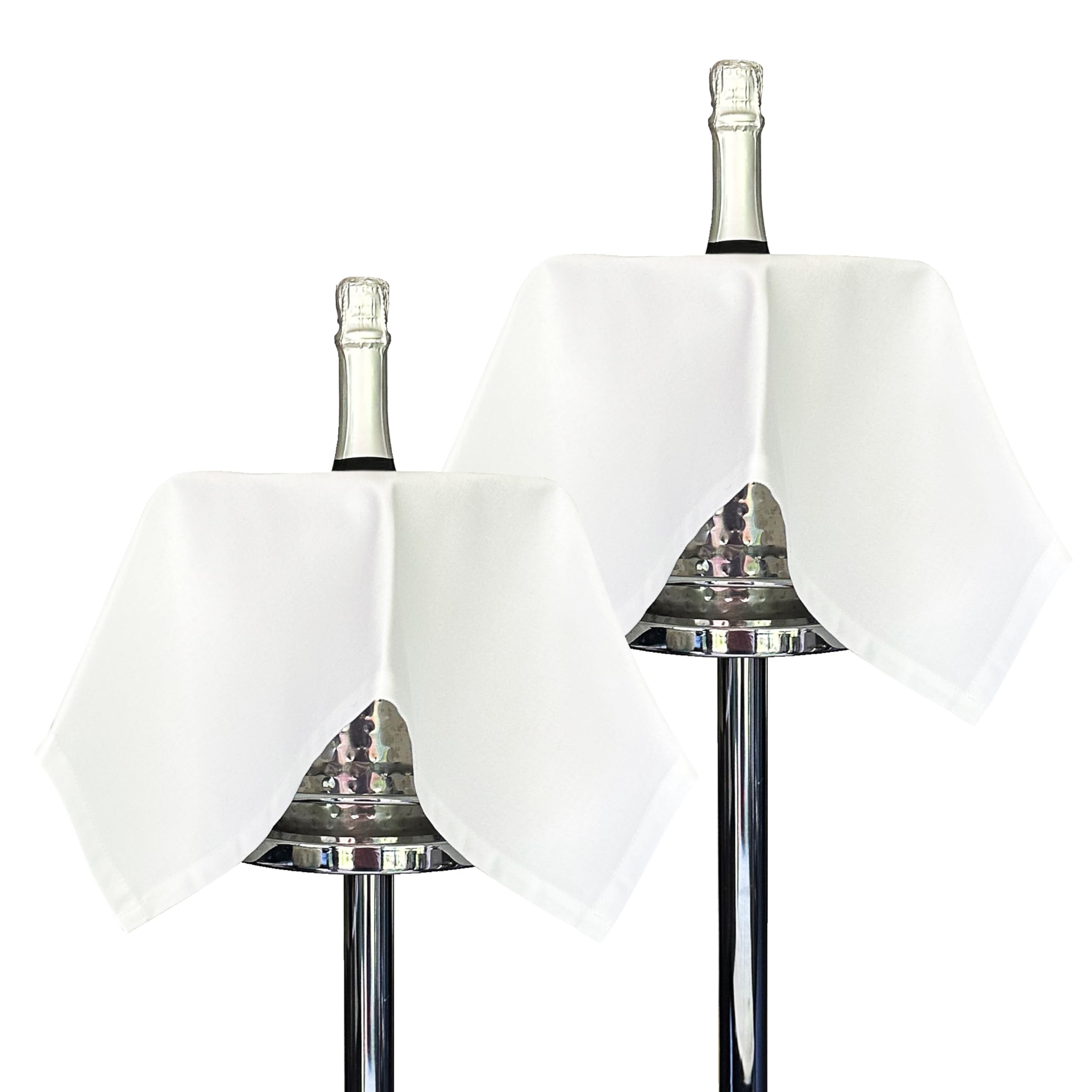 BottleCloths - Original Collection, Bottle Cloths for Ice Buckets, Cotton, 54 cm, Center Hole, Stitched Circle (White, Pack of 2)