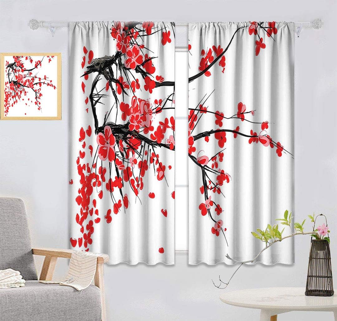 Floral Custom Blackout Curtains, Cherry Blossom Sakura