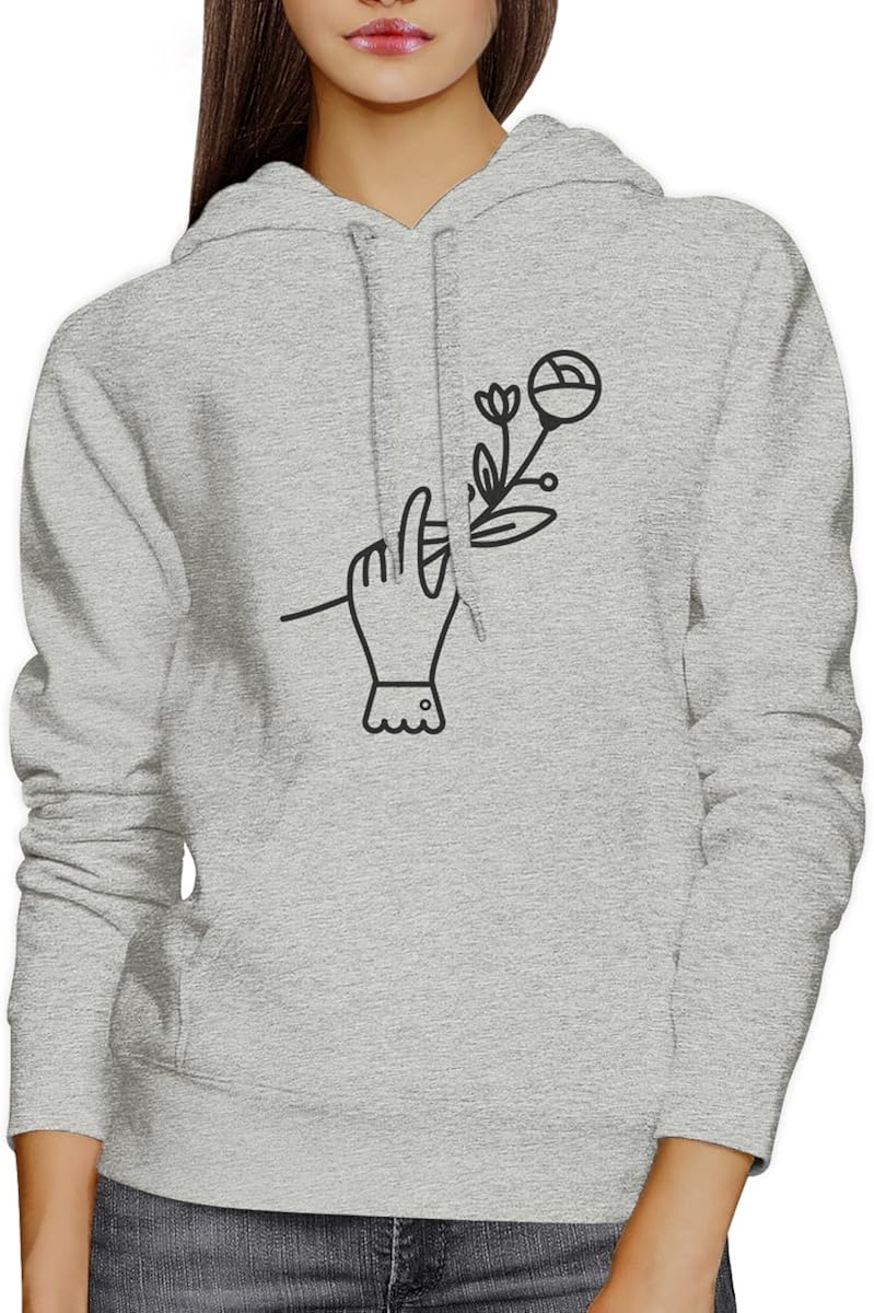 Hand Holding Flower Grey Unisex Cute 