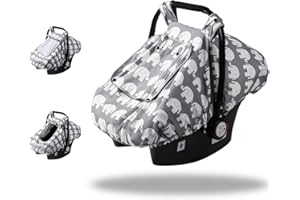 SMTTW Car Seat Covers for Babies Baby Car Seat Covers, Infant Car Canopy for Spring Summer Autumn Winter, Universal Fit, Snug Warm Breathable, Car Seat Canopy for Boys Girls (Elephant)