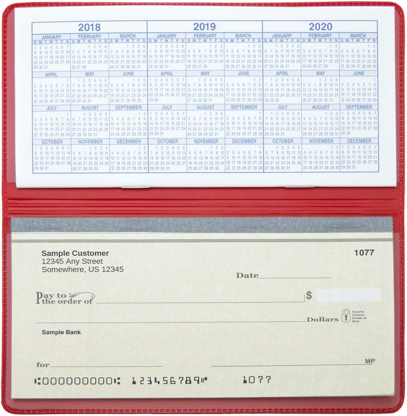 Red Vinyl Checkbook Cover, Top Tear Personal Vinyl Checkbook Cover