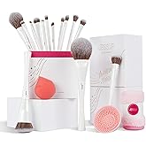 Jessup Makeup Brushes Set 14pcs Highend Makeup Gift Set for Women Include Foundation Concealer Blush Contour Powder Eye Shadow Brush, Makeup Sponge, Makeup Brush Cleaner and Towel, Pearl White T333