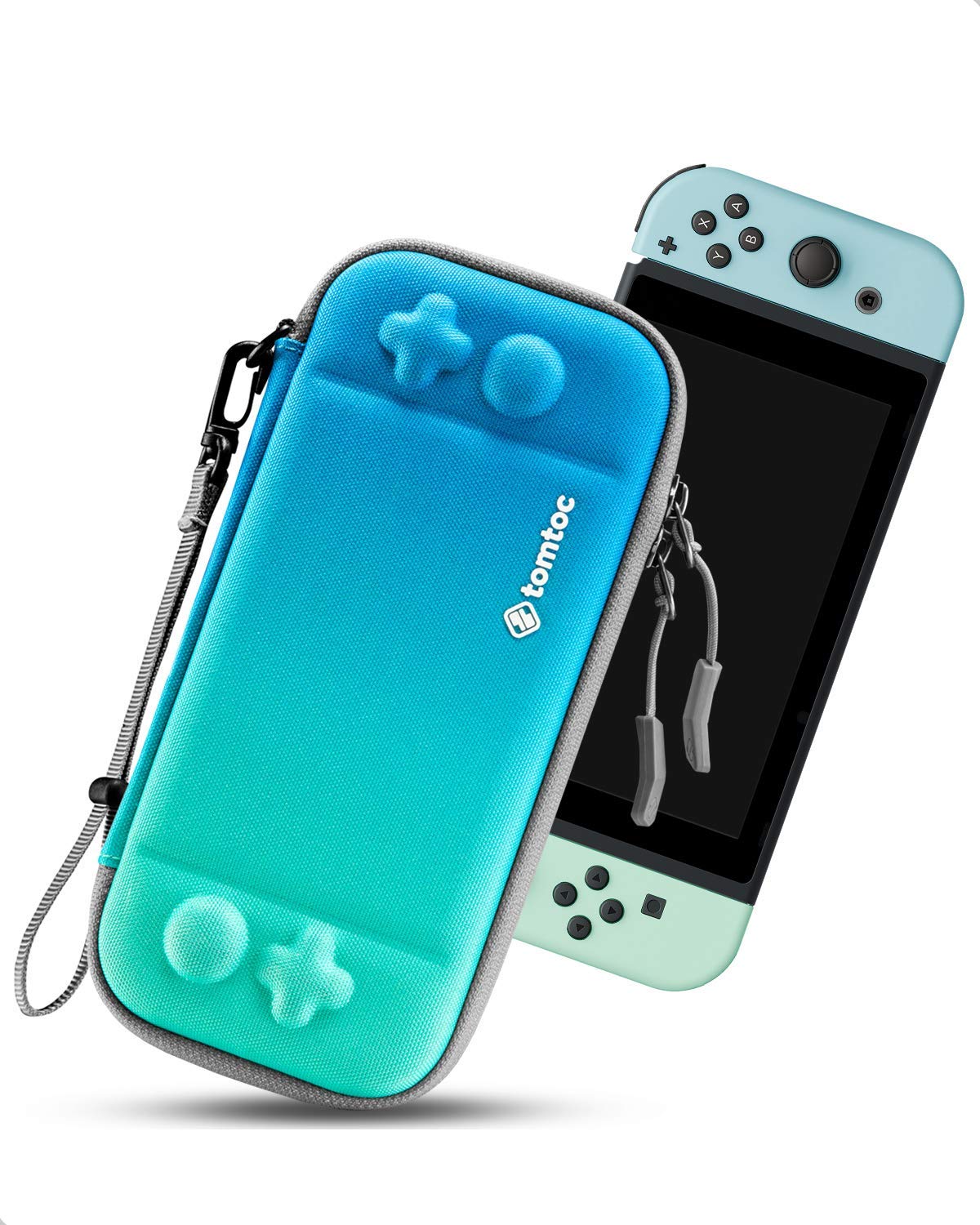 tomtoc Carry Case for Nintendo Switch, [Twisted Blue and Gray] Ultra Slim Hard Shell