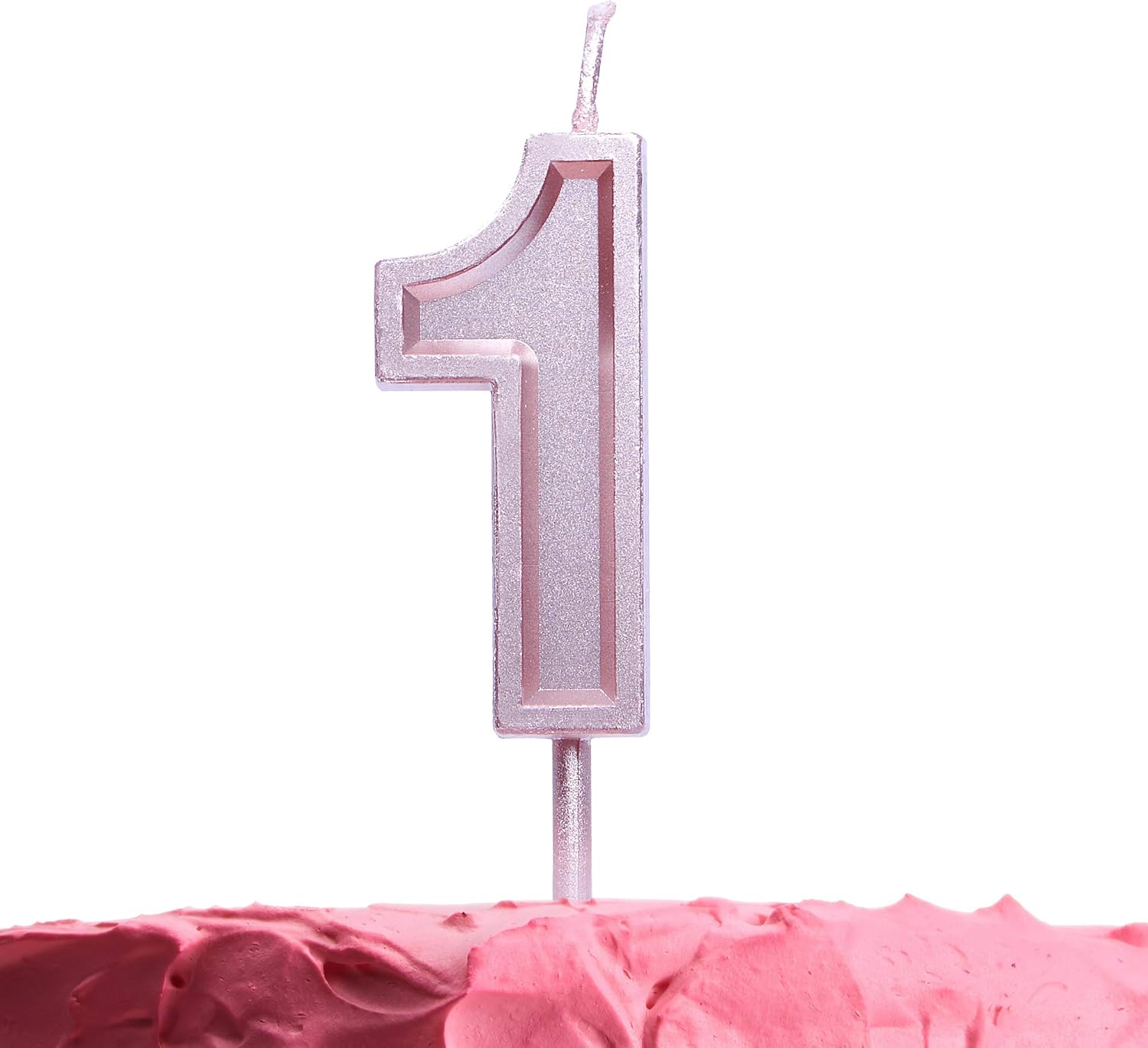 GET FRESH Number 1 Birthday Candle, Rose Gold Number One Candle on Stick