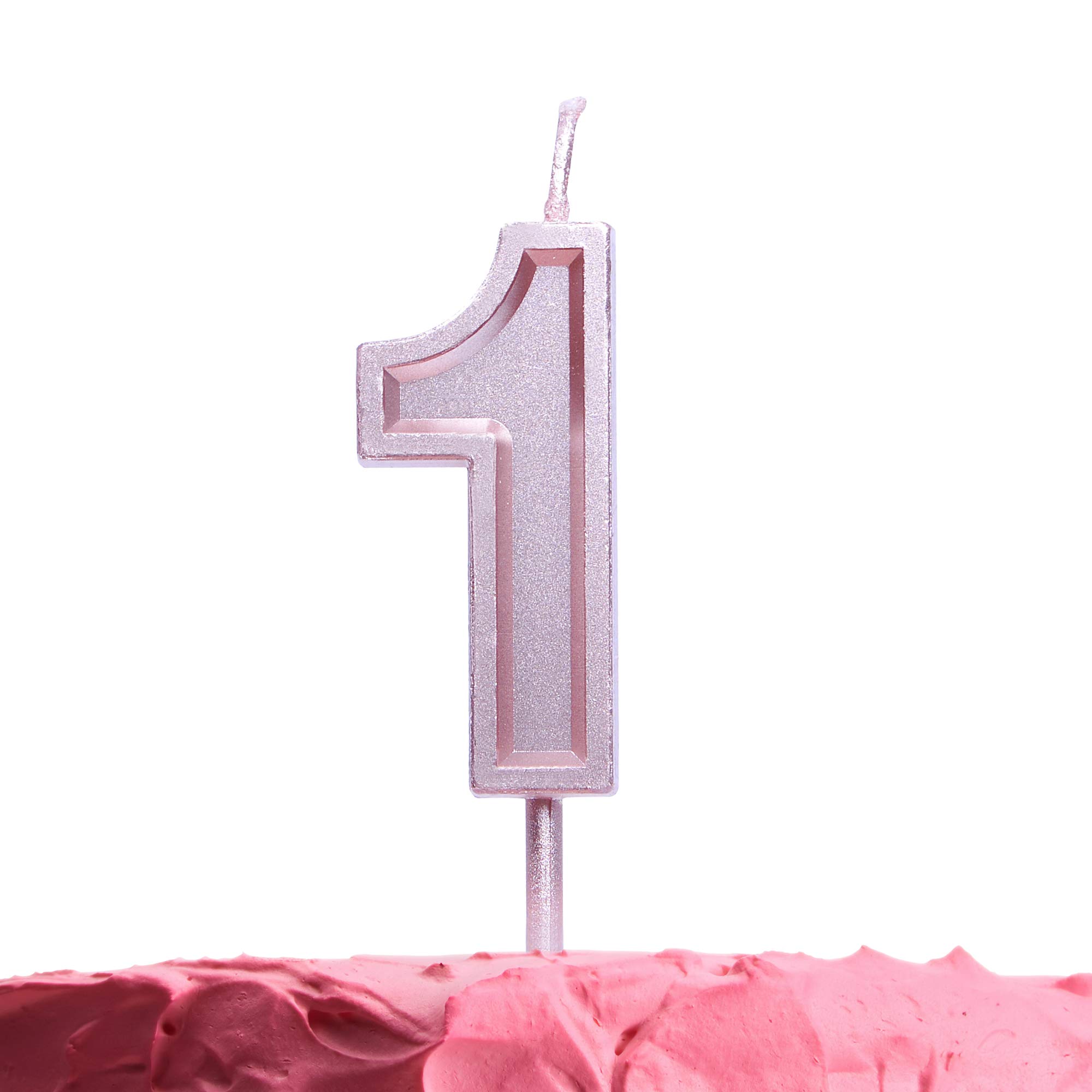 GET FRESH Number 1 Birthday Candle – Rose Gold Number One Candle on Stick – Elegant Pink Number Candles for Birthday Wedding Anniversary – Perfect Baby’s 1st Birthday Cake Candle – Pink 1 Candle