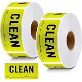 Dunzoom 2 Rolls 480 Sheets Clean Labels 4 x 2 Inch Fluorescent Green Labels Rectangular Cleaning Identification Stickers Writable Self-Adhesive Suitable for Hotels, Laboratories, Hospitals, Schools