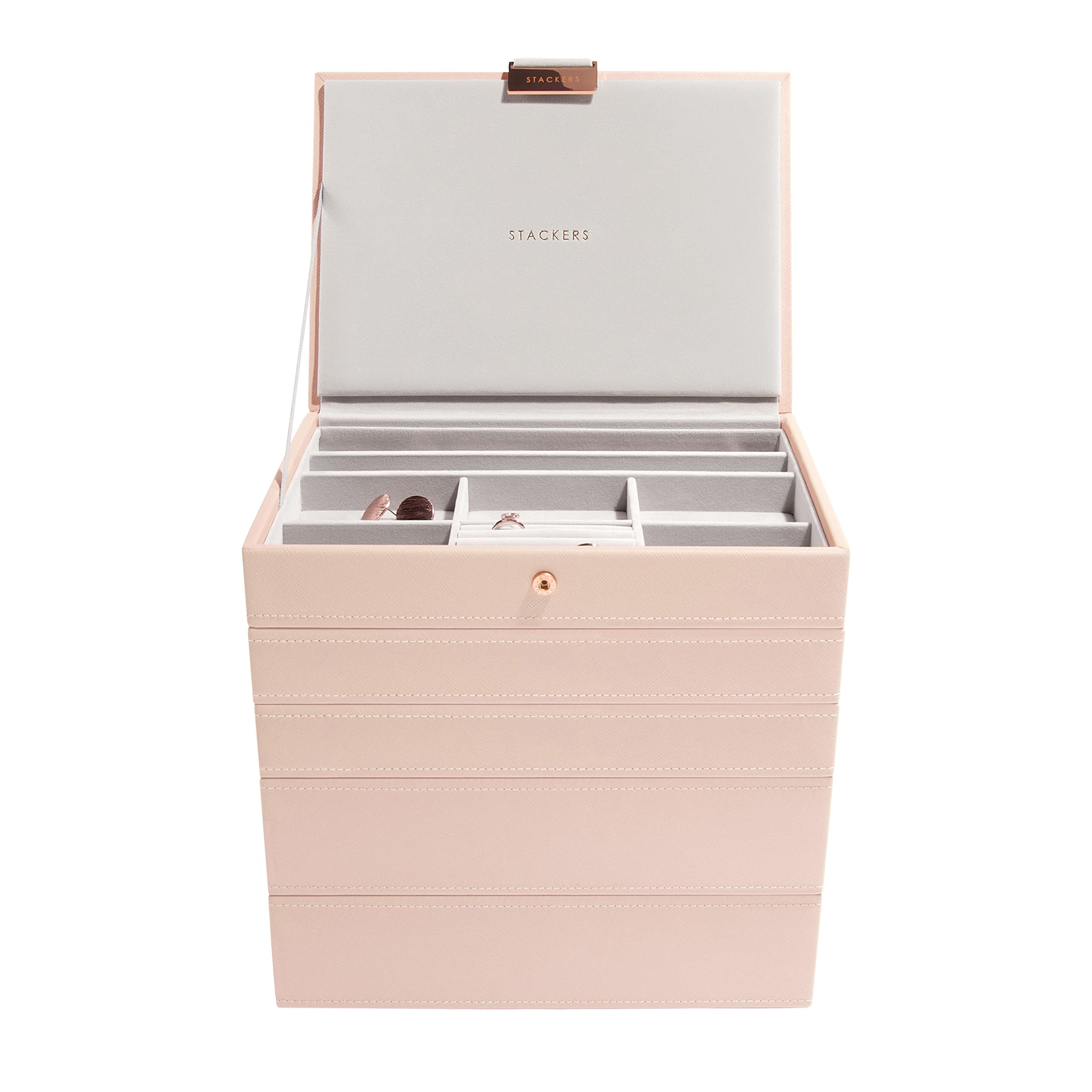 Stackers Blush Pink Classic Medium Jewellery Box, Set of 5