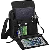 CAAORDKSO Small Messenger Bag for Men Women, Vintage Canvas Messenger Shoulder Bag Travel Crossbody Bag Multi Pocket Purses