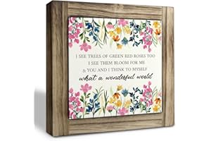 XJCUG Spring Wood Sign, Box Wood Plaques Desk Décor, Inspirational Quotes, Kitchen Shelf Art Decoration, Spring Table Decor, Floral Decor Art, Farmhouse Home Decor, Plant Sign for Indoor Outdoor