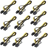 HQRP 10-Pack 6 Pin Male to 8 Pin (6+2) Male GPU