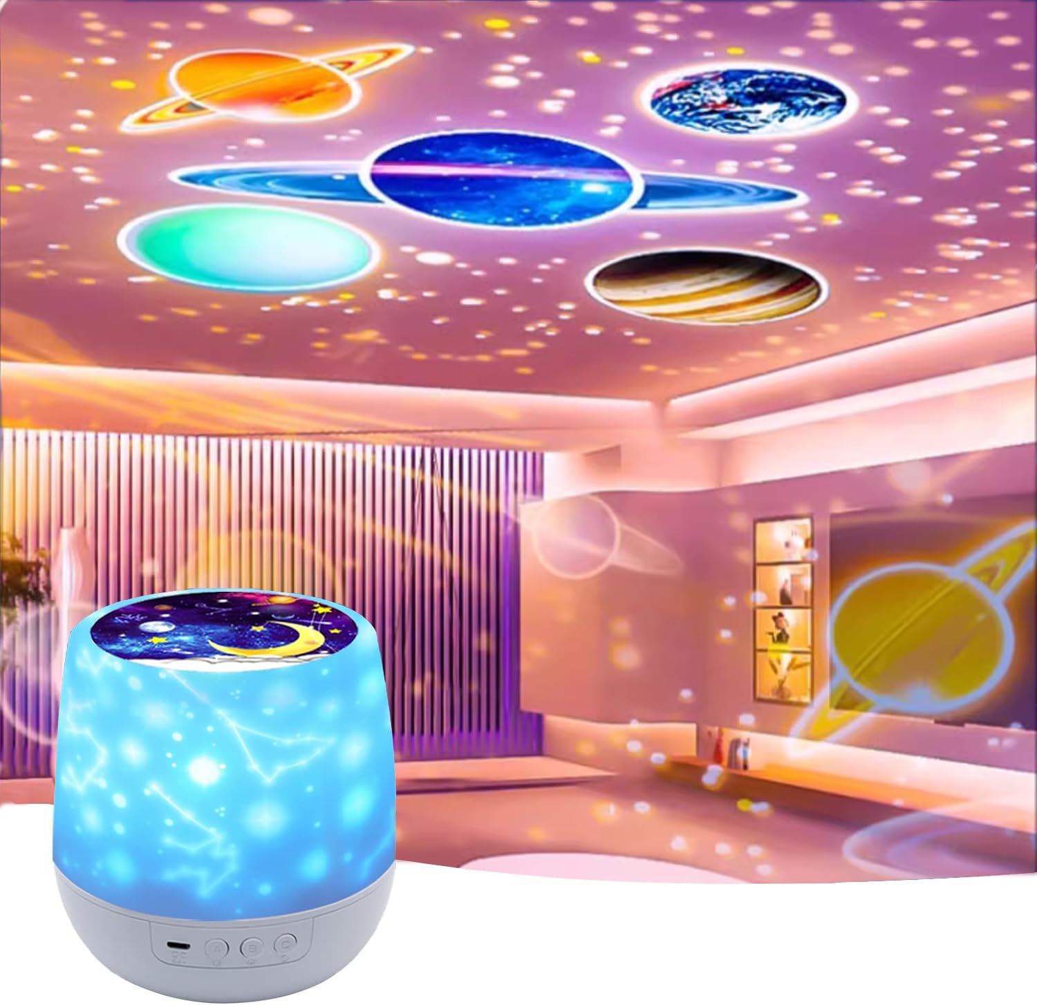 Silvotek Kids Night Light Projector - Star Light Projector with USB Cable, 360 Degree Rotation Star Projector Lamp Bedroom Star Projector Night Light Best Gifts for Kids - 7 Sets of Film