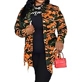 Camo Jacket for Women Long Sleeve Button Down Army Fatigue Camouflage Denim Outwear Coat with Pockets