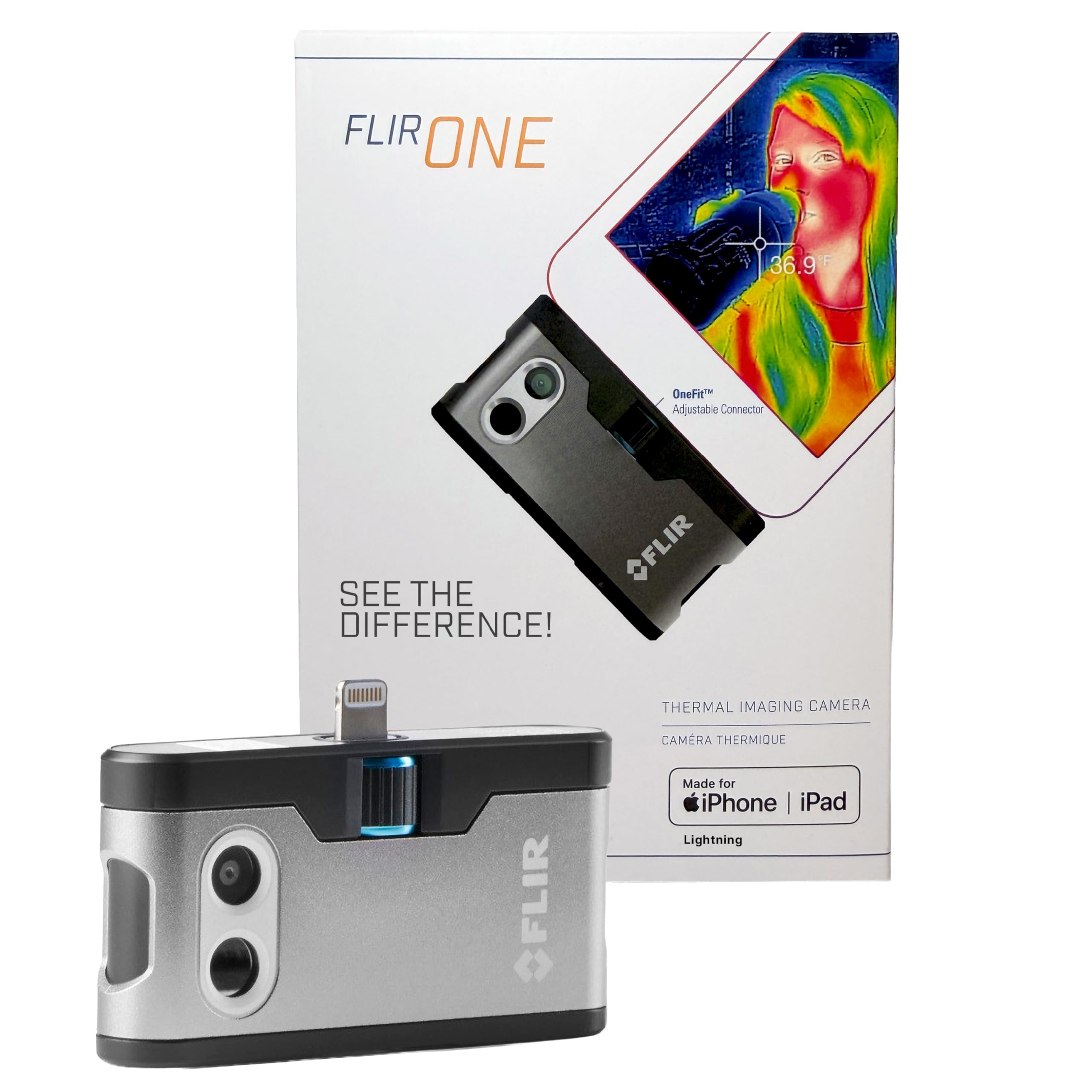 Flir One - Thermal Imaging Camera for iOS Smartphones (iPhone 14 and Older w/Lightning Port), 240x180 Super Resolution (80x60 Native IR)