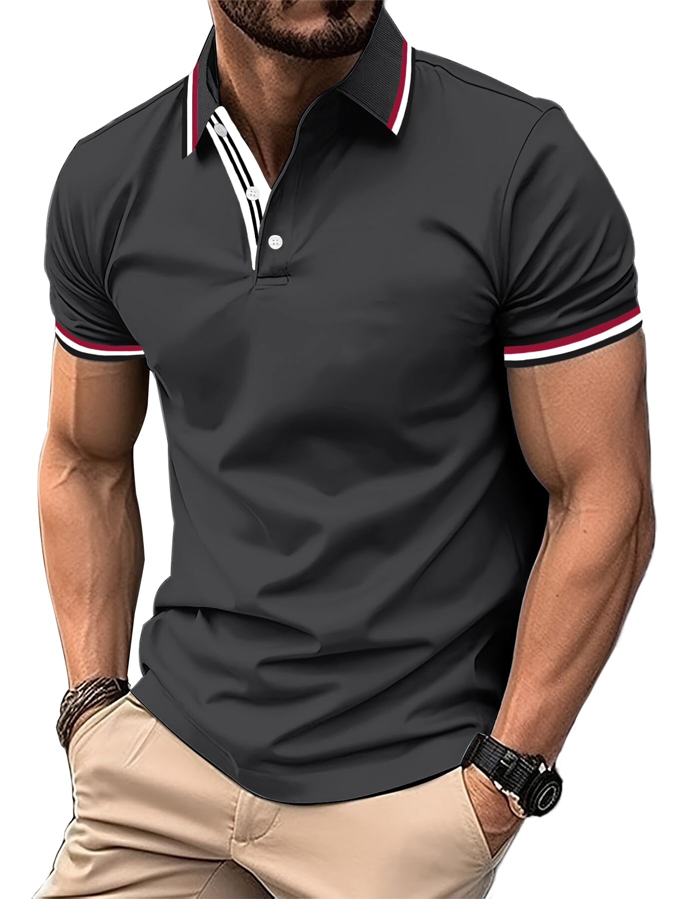 SwissWell Herren Poloshirt Kurzarm Atmungsaktiv Tennis Golf Polo Sommer Freizeit Sport Schnelltrocknend T-Shirts Regular Fit