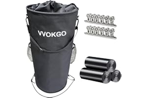 VVOKGO Boat Trash Can with 50 Replacement Plastic Bags,100% Odor Leak proof 1000D Portable Garbage Storage Bag, Pontoon Boat Accessories 13 Gallon Collapsible Garbage Can Container Fishing, Sandbar, Kayak,RV