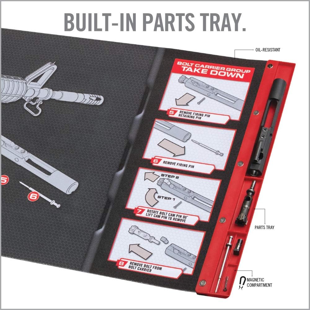 Real Avid Smart Mat - 43x16” Large Padded Gun Mat, with Magnetic Parts Tray and 223 Rifle Graphics with Disassembly Instructions, Oil-Resistant Solvent-Resistant Protective Mat for Gun Cleaning : Sports & Outdoors