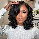 mscoco Bob Wig Human Hair 6×5 Natural Black Body Wave Lace Front Wigs Human Hair Pre-bleached knots Glueless Bob Wig Human Hair Glueless Wigs Human Hair for Black Women