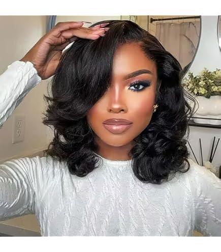 Amazon.com : HCHHCH 12 Inch Bob Wig Human Hair Glueless 13X4  display picture 3