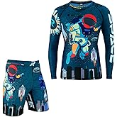 ROAR-INT MMA Rash Guard & BJJ Shorts Set Kids Fight Training Grappling Wear Jiu Jitsu Gi Trunks Outfit Set