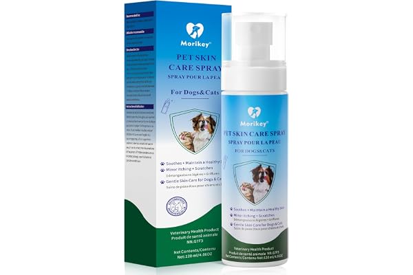 Morikey Pet Skin Care Spray, Wound Care Spray for Dogs & Cats, Supports Skin Comfort for Itch, Rashes & Inflammation, Hot Spo