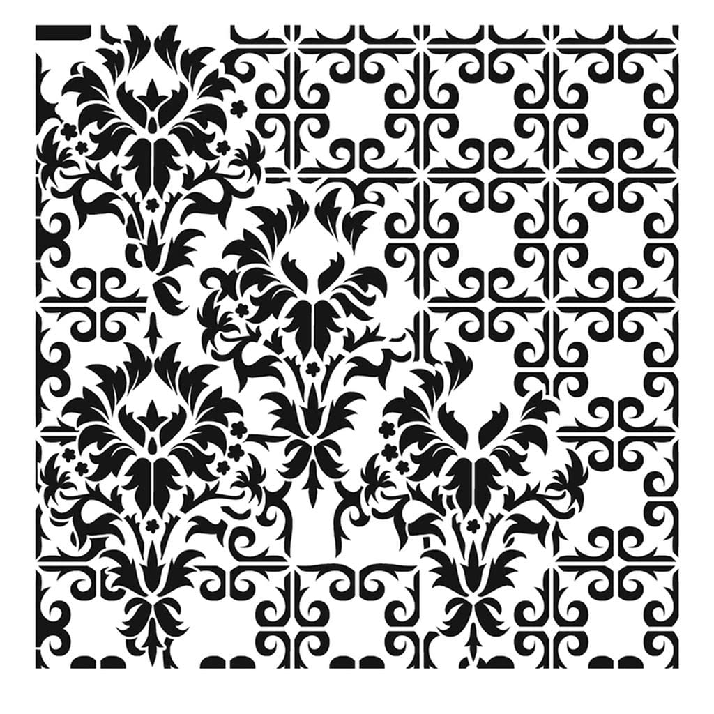 25cm x 25cm Cadence Mixed Media Grunge Stencil - French Baroque