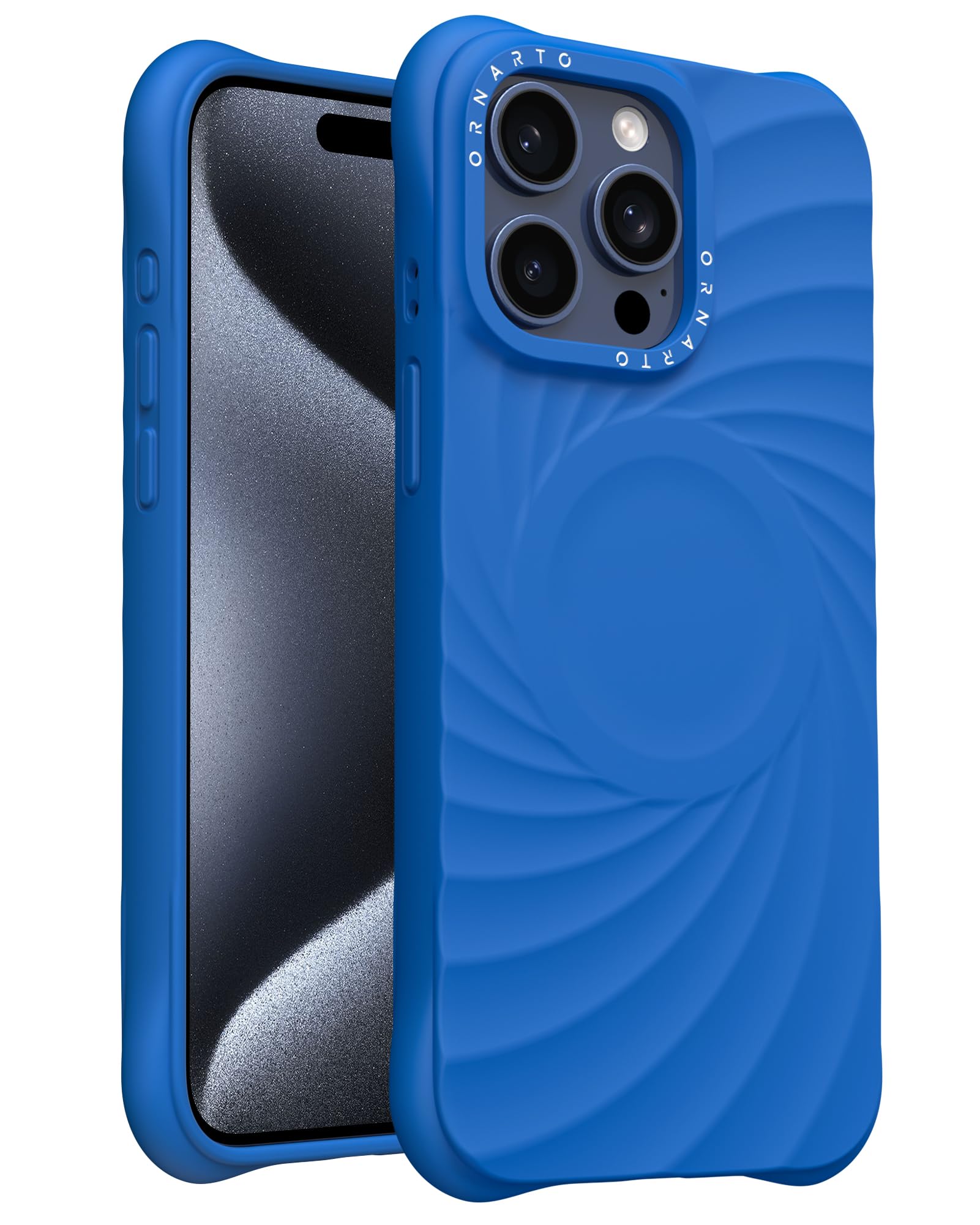 ORNARTO Vortuxe for iPhone 15 Pro Case 6.1" | 2X MIL-STD Drop Protection | Compatible with MagSafe | Sleek Aesthetic Liquid Silicone Phone Cover - Azure Image