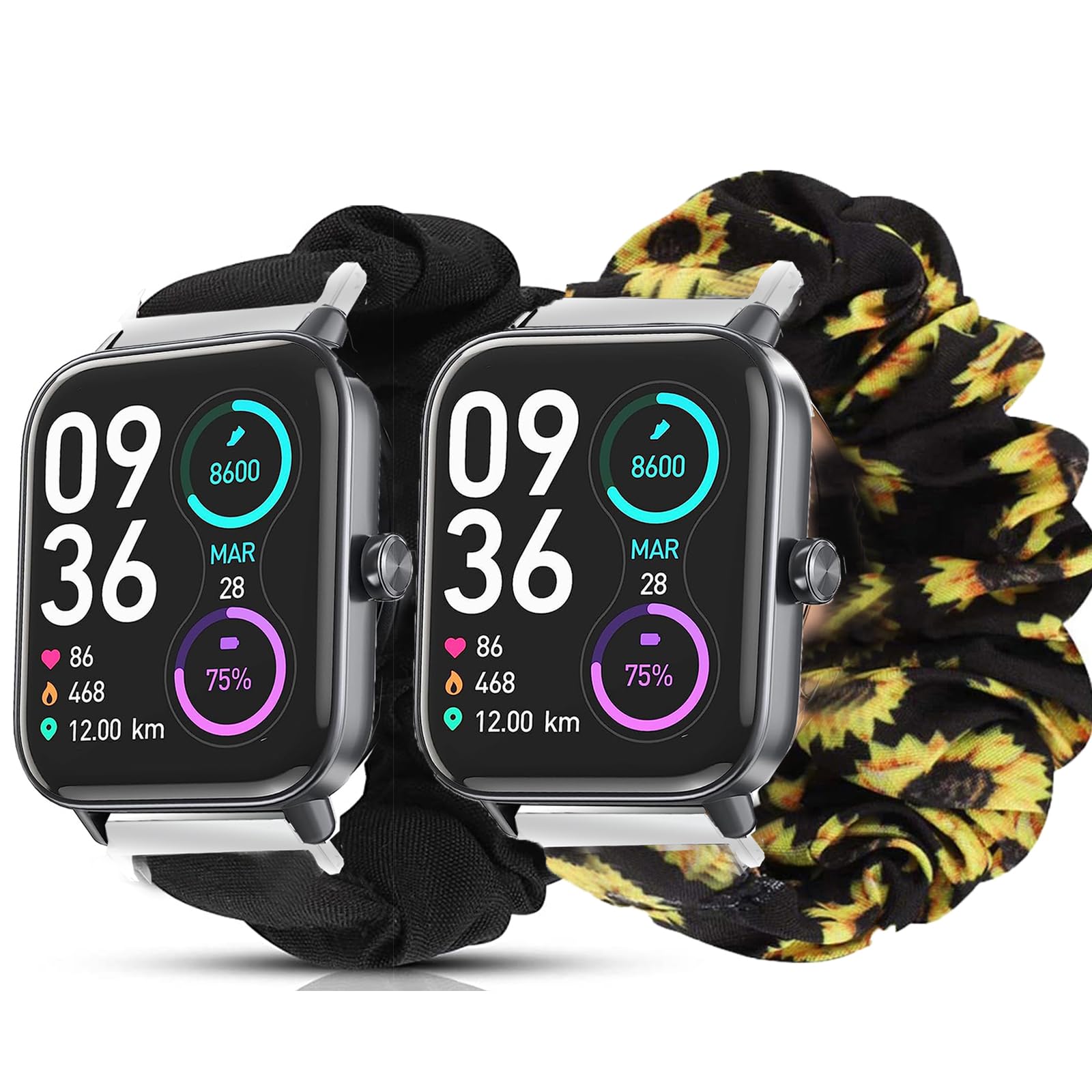 for IDW13,IDW16,IDW19 Bands, 22mm Fabric Elastic Scrunchie Elastic Women Cute Replacement Straps Compatible with TOOBUR,Gydom,Faweio IDW13 Watch/TOOBUR,Faweio IDW16 Watch / MILOUZ,TOOBUR IDW19 Watch