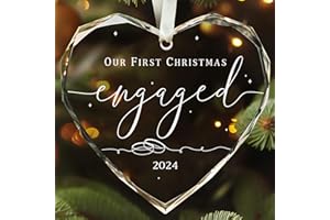 HUNIGIFT Engagement Gifts for Couples - Gifts for Newly Engaged Couples - Happy Engagement Gifts for Her, Bride, Women - Engagement Christmas Ornament 2024 - Engagement Gift - Glass Engagement Ornament