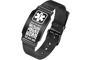 Theluckytag Upgraded Medical Bracelets Men Women with QR Code Medical Alert ID Bracelets - Titanium Steel Wristband Fits Wrists Up 8''-10'' - More Space Custom Emergency Medical ID Info