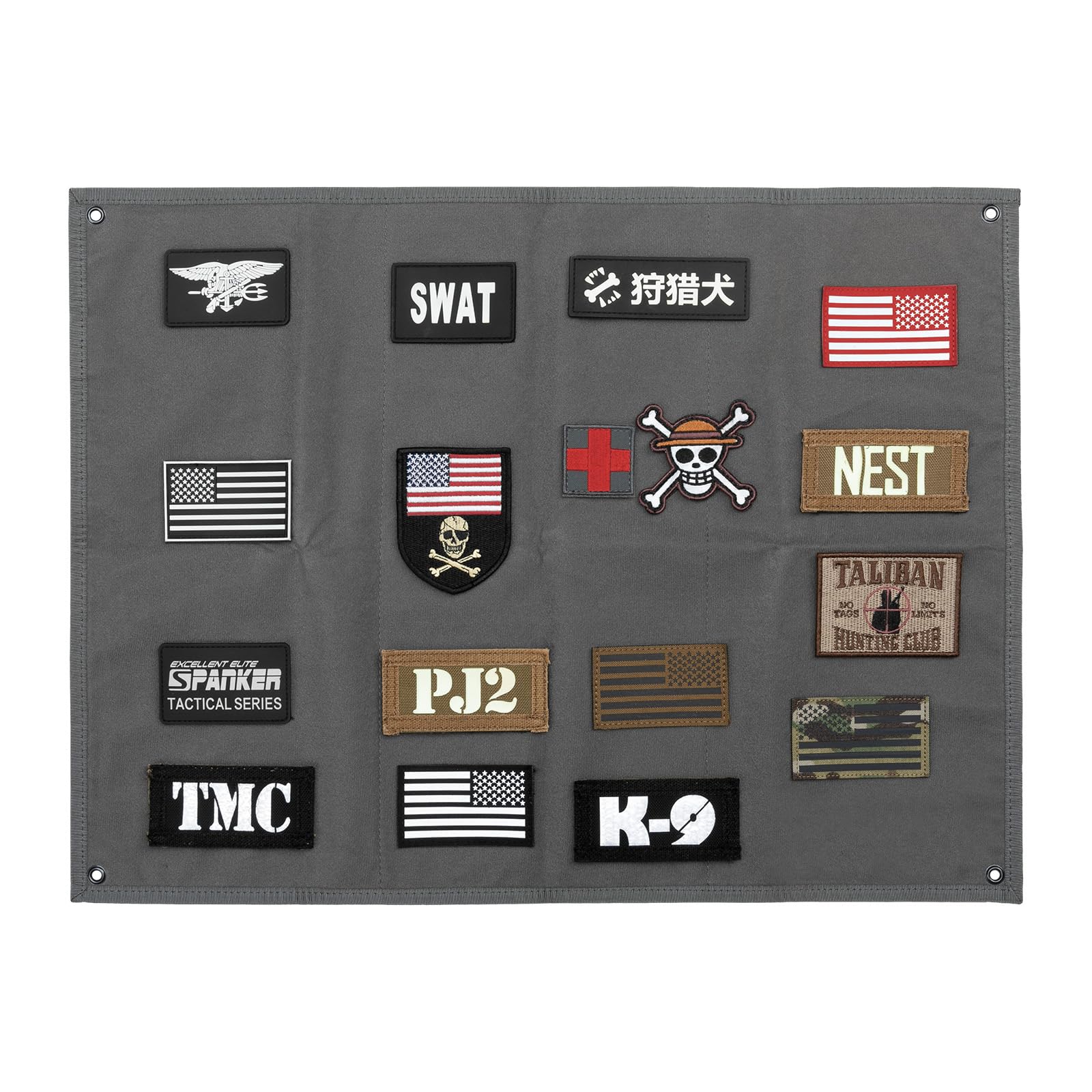 EXCELLENT ELITE SPANKER Tactical Patchs Display Board Foldable Military Patch Holder Panel(Gry,L)